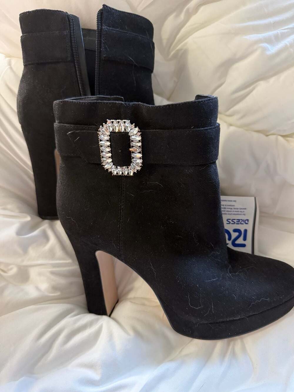 Jessica Simpson Edaina Embellished Buckle Platform Bootie Boots Black
